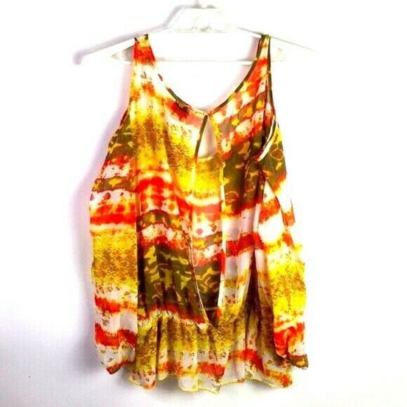 Dots Top 3X Peplum Sheer Cold Shoulder Boho *N - Picture 5 of 7